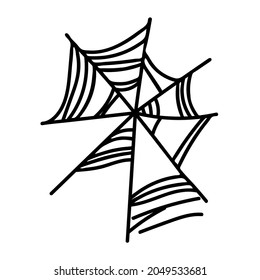 Vector web for Halloween with black line on white background doodle style.Holiday,horror,scary illustration for all saints day hand drawn.Designs for invitations,social media,posters,cards,packaging.