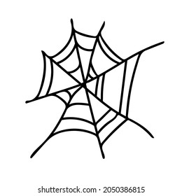 Vector web for Halloween with black line on white background doodle style.Holiday,horror,scary illustration for all saints day hand drawn.Designs for invitations,social media,posters,cards,packaging.