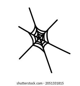 Vector web for Halloween with black line on white background doodle style.Holiday,horror,scary illustration for all saints day hand drawn.Designs for invitations,social media,posters,cards,packaging.