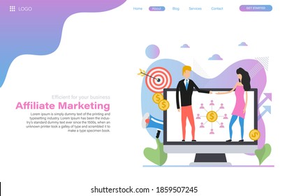 Vector web header template of affiliate marketing