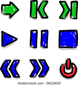 Vector web icons marker colour contour play