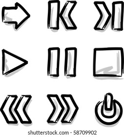 Vector web icons marker contour play