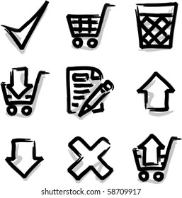 Vector web icons marker contour shop