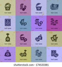 Vector web icons, Money, Flat style, collection