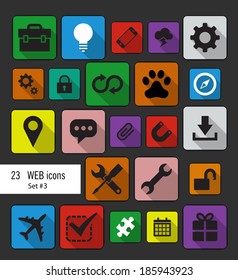 Vector Web Icons Set in Flat Design with Long Shadows #3