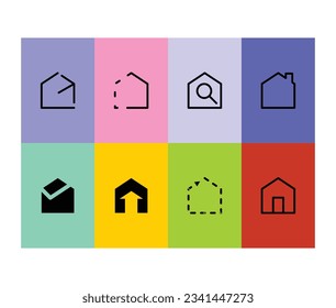 vector web icons set linear flat outline style icon