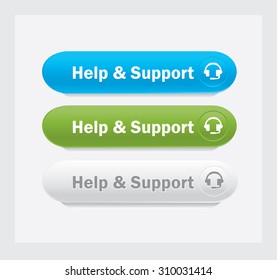 Vector Web interface buttons. Help and support.