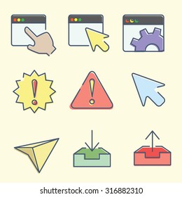 Vector web interface icons for UI/UX use