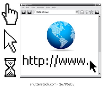 Vector - Web Internet Browser, cursors... All elements are grouped in layers and easy to edit