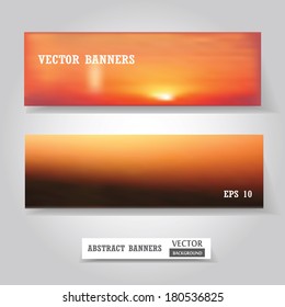 Vector web and mobile banners set, business card or flyer design. Blured background. Corporate website design. Vector illustration.