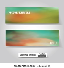 Vector web and mobile banners set, business card or flyer design. Blured background. Corporate website design. Vector illustration.