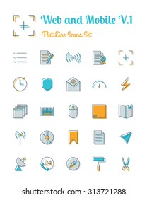 vector web and mobile icons set flat line style