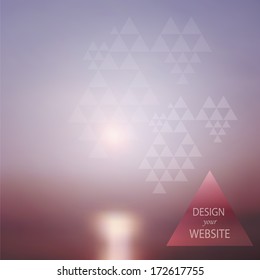 Vector web and mobile interface background. Corporate website design. Minimalistic  media backdrop. Vector. Editable. Unfocused. Wreath. Seaside background. Badge. Blurred Sunset, sunrise wallpaper
