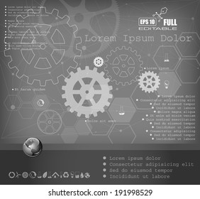 Vector web and mobile interface info graphic template. Flat corporate website design. Minimalistic multifunctional media background. Editable. Options, Icon, Banner. Industry and technology concept.