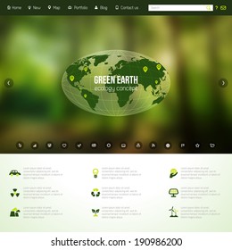 Vector web and mobile interface template. Corporate website design. Ecology icons.