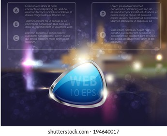 Vector web and mobile interface template. Corporate website design. Minimalistic multifunctional media backdrop. Vector. Editable. Blurred. Triangle badge label over blur background. 