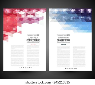 Vector web and mobile interface template. Corporate website design. Abstract vector brochure, Web sites, page, leaflet, with colorful geometric triangular backgrounds, logo and text separately. 