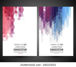 Vector web and mobile interface template. Corporate website design. Abstract vector brochure, Web sites, page, leaflet, with colorful geometric triangular backgrounds, logo and text separately. 