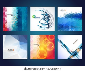 Vector web and mobile interface template. Corporate website design. Abstract vector brochure, Web sites, page, leaflet, with colorful geometric triangular backgrounds, logo and text separately.