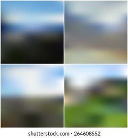 Vector web and mobile interface templates. Editable blurred backgrounds set