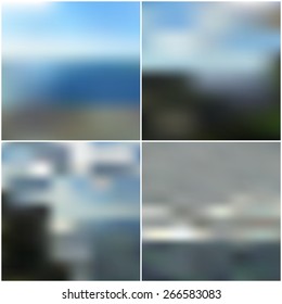 Vector web and mobile interface templates. Editable blurred backgrounds set.