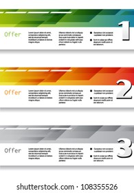 Vector web navigation - offer template for three steps