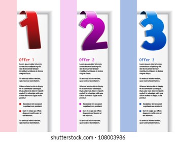 Vector web navigation - template for three menu steps
