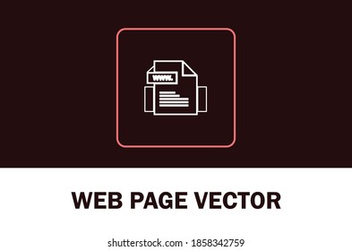 Vector of web page icon. Isolated on dark background. For designer.