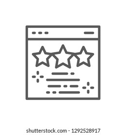 Vector web page with stars, feedback, rating, certificate, reward, marks line icon. Symbol and sign illustration design. Isolated on white background