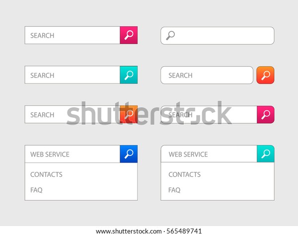 ベクター画像ウェブ検索バーのデザイン テンプレート ウェブサイト アプリケーション インフォグラフィック上のグラフィックユーザーインターフェイス用のカラフルなバーまたはアイコンのセット のベクター画像素材 ロイヤリティフリー
