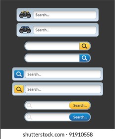 Vector Web Search Bars with binoculars and lens icons