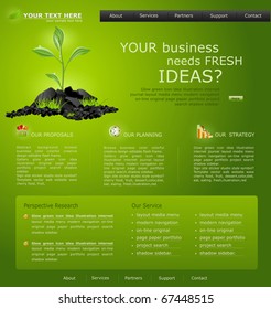 Vector Web site for business. green with green sprout