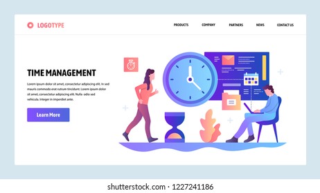 Vector web site design template. Time management concept. Business project deadline and schedule. Landing page concepts for website and mobile development. Modern flat illustration