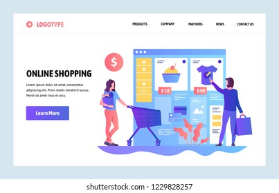 Vector web site design template. Online shopping, internet clothes store. Sale and consumerism. Landing page concepts for website and mobile development. Modern flat illustration.
