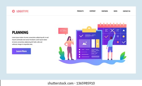 Vector web site design template. Task manager and time schedule management. Landing page concepts for website and mobile development. Modern flat illustration
