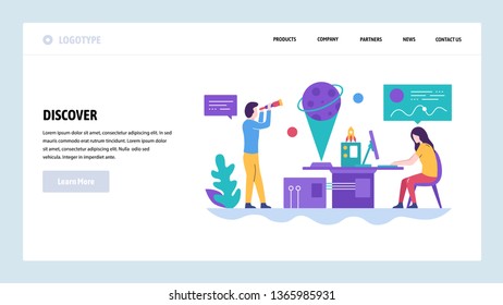 Vector web site design template. Science research, astronomy and physics laboratory. Landing page concepts for website and mobile development. Modern flat illustration