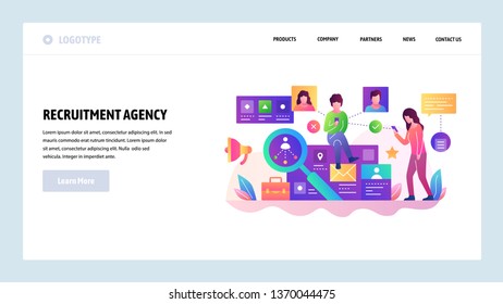 Vector web site design template. Human resources and job recruitment, employee career. Landing page concepts for website and mobile development. Modern flat illustration.