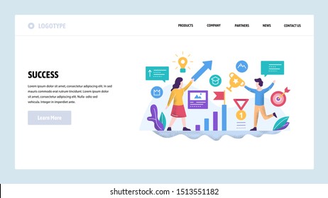 Vector web site design template. Business leadership and success. Businessman win competition. Landing page concepts for website and mobile development. Modern flat illustration.