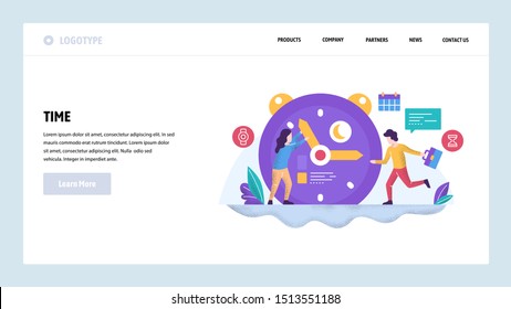 Vector web site design template. Time management and control. Business project deadline. Landing page concepts for website and mobile development. Modern flat illustration.