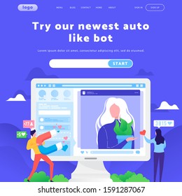 Vector web site design template. Online dating and digital marketing, follow social media profile. Landing page concepts for website mobile development. Modern flat illustration.