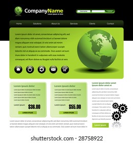 Vector Web Site Design Template With Globe And Gears