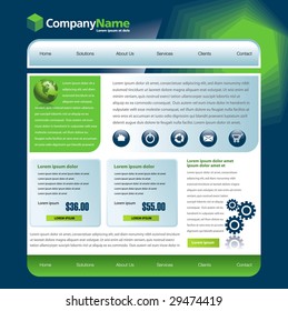 Vector web site design template with globe and gears