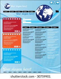 Vector web site design template with globe