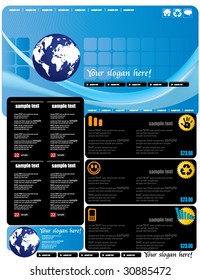 Vector web site design template with globe