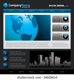 Vector web site design template with globe
