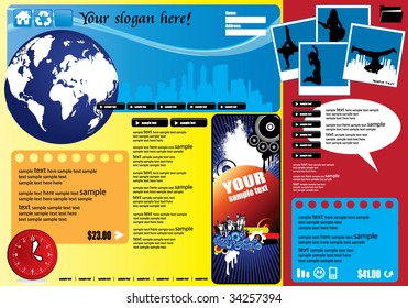 Vector web site design template with globe