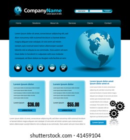 Vector web site design template with globe and gears
