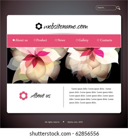 Vector web site design template with flowers