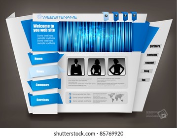 Vector web site design template with origami.