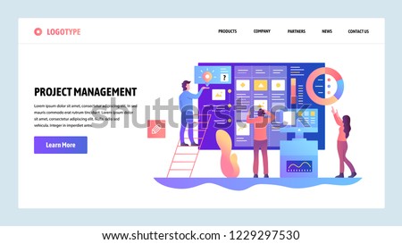 Vector web site design template. Agile project management and business teamwork. Landing page concepts for website and mobile development. Modern flat illustration.